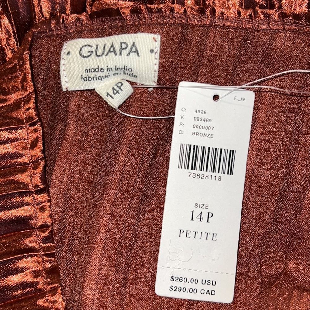 NWT ❤️GUAPA ❤️GORGEOUS❤️ANTHROPOLOGY ❤️One-Shoulder Midi Dress 14P Copper - Picture 4 of 14